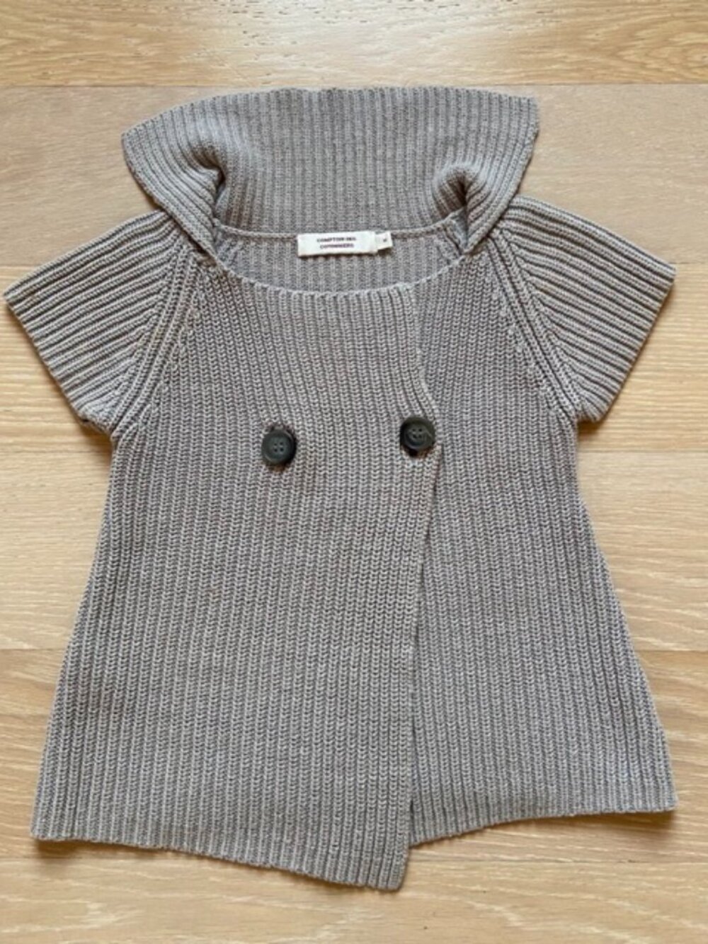 Comptoir des Cotonniers, Kids Medium, grey cotton knit short sleeve cardigan